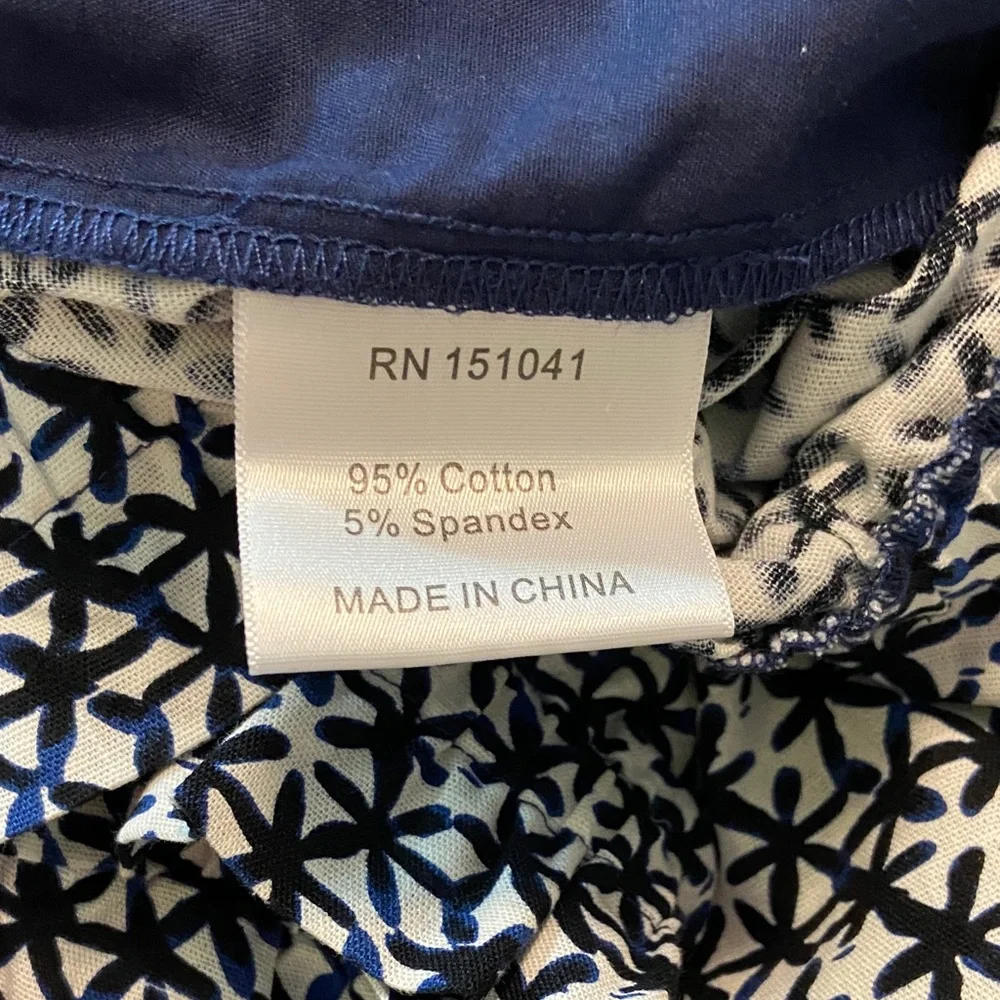 Kourt Cropped Navy blue White Floral Wide Leg Pants Geometric XL XLarge Crop - Picture 9 of 9
